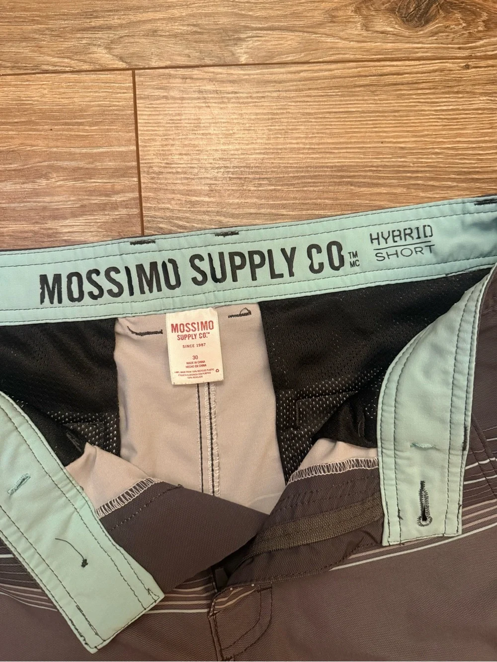 Mossimo Supply Co. Men's Two-Tone Gray Striped Hybrid Swim Shorts